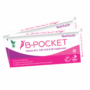 NutriLeon B-Pocket Vitamin B12 Folic Acid B6 for men women Pack of 2