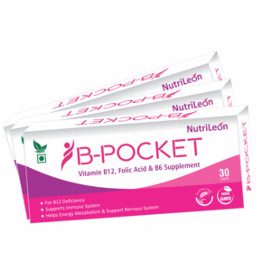 NutriLeon B-Pocket Vitamin B12 Folic Acid B6 for men women Pack of 3