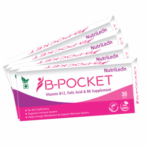 NutriLeon B-Pocket Vitamin B12 Folic Acid B6 for men women Pack of 4